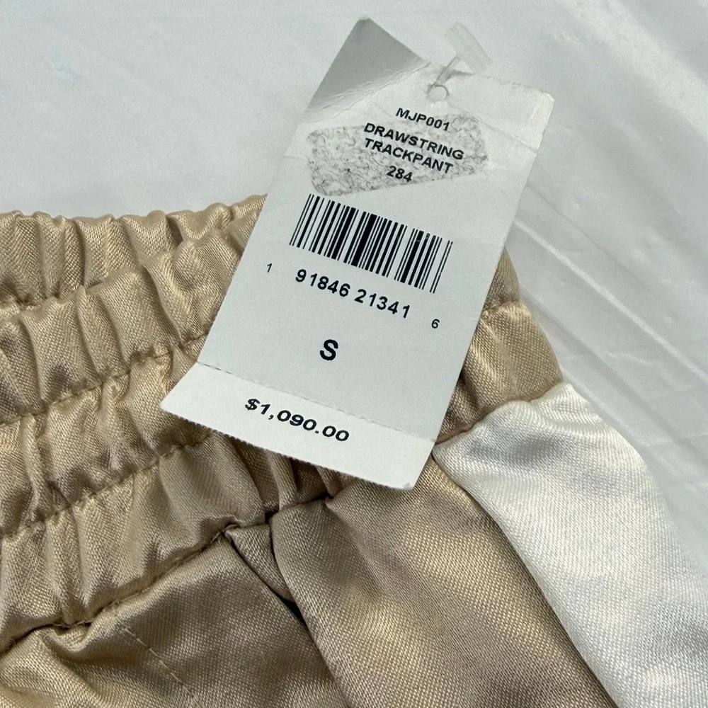 Amiri Satin Track Pants Gold Champagne White Stripe MA Logo Small NEW